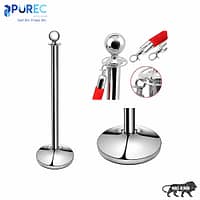 Rope Barrier - Silver - 1 Queue Manager, Rope Barrier - Purec Hygiene